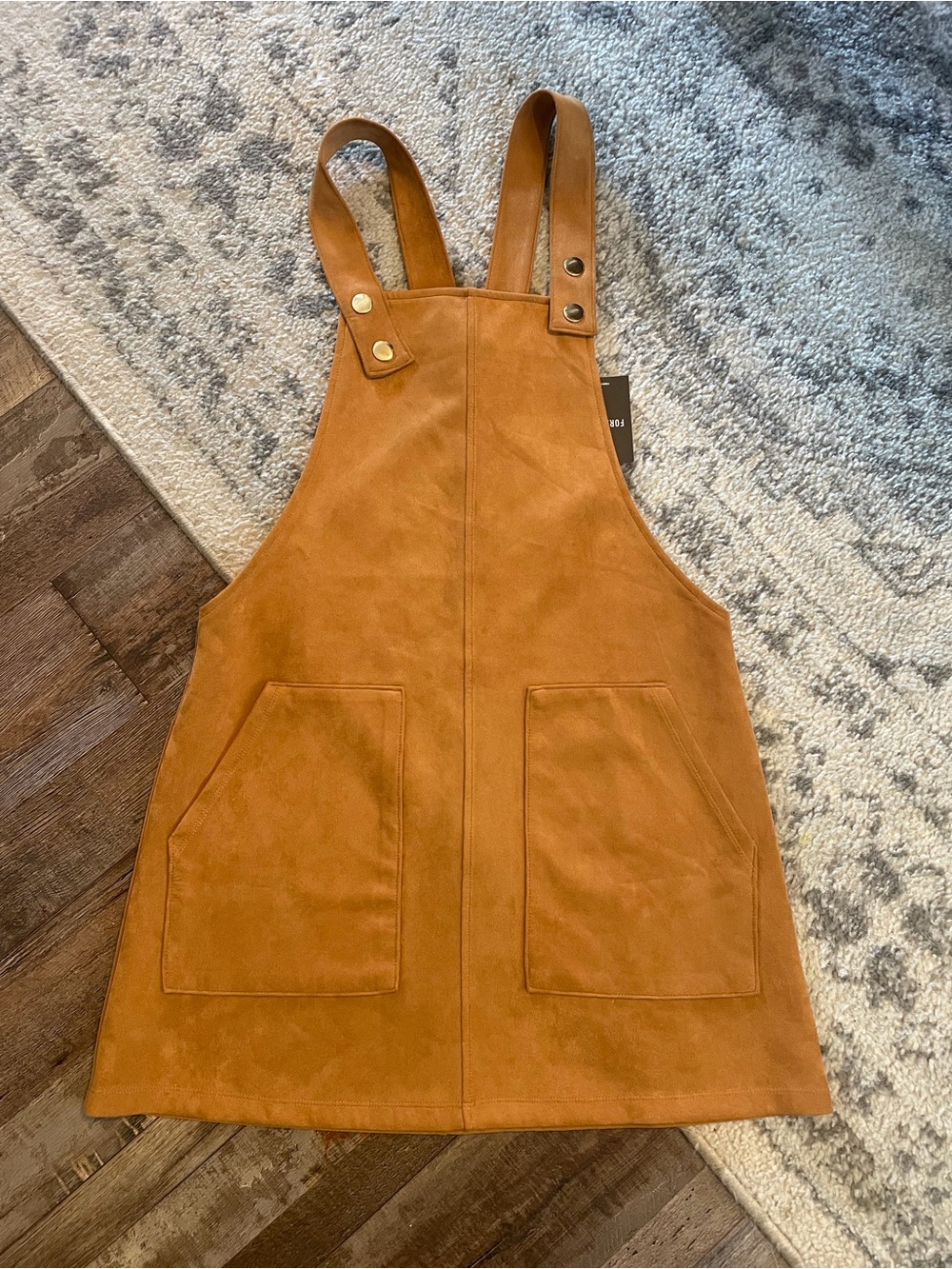 Forever 21 Tan Suede-Look Overall Dress